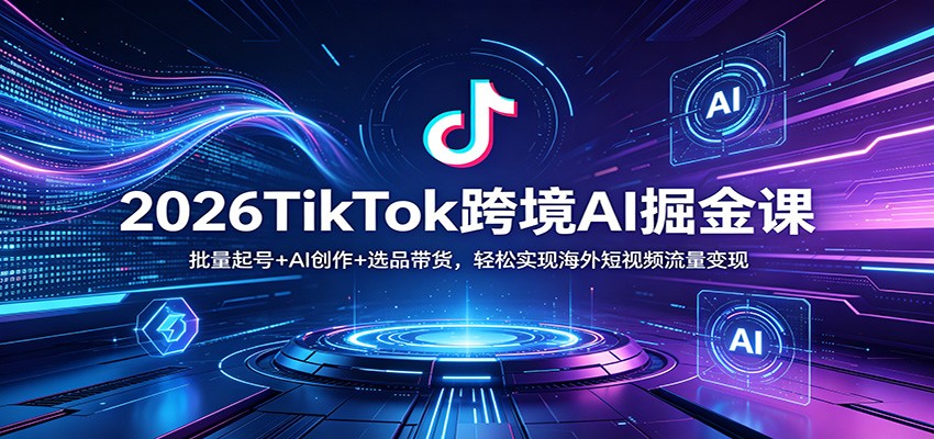 2026TikTok跨境AI掘金课：批量起号+AI创作+选品带货，轻松实现海外短视频流量变现-轻资本网