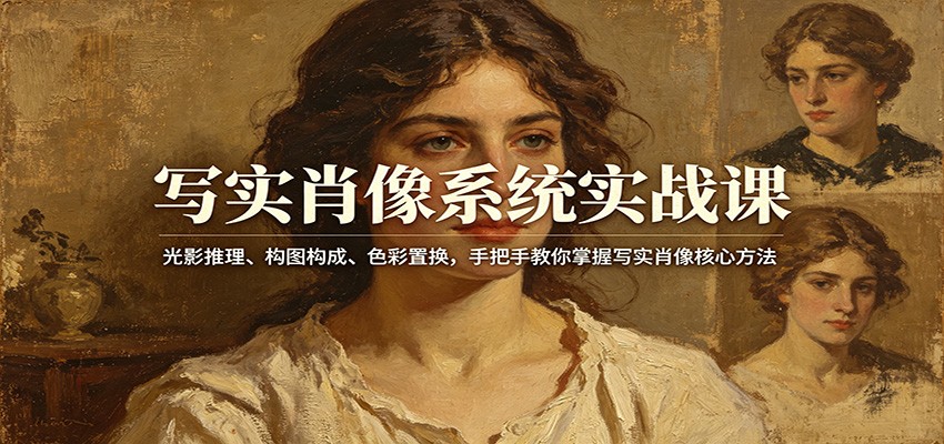 写实肖像系统实战课：光影推理、构图构成、色彩置换，手把手教你掌握写实肖像核心方法-轻资本网