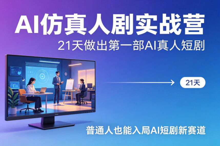 AI仿真人剧实战营，21天做出第一部AI真人短剧，普通人也能入局AI短剧新赛道-轻资本网