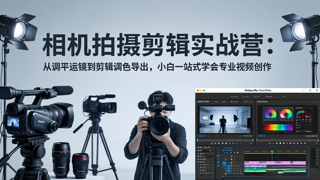 相机拍摄剪辑实战营：从调平运镜到剪辑调色导出，小白一站式学会专业视频创作-轻资本网