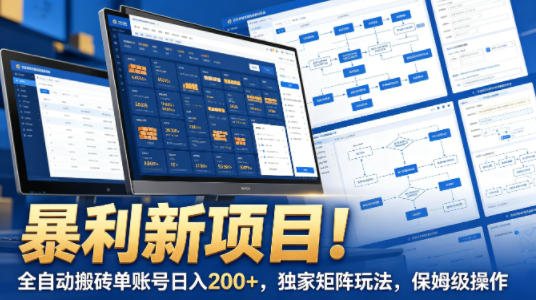 暴利新项目！全自动搬砖单账号日入200+，独家矩阵玩法，保姆级操作【揭秘】-轻资本网