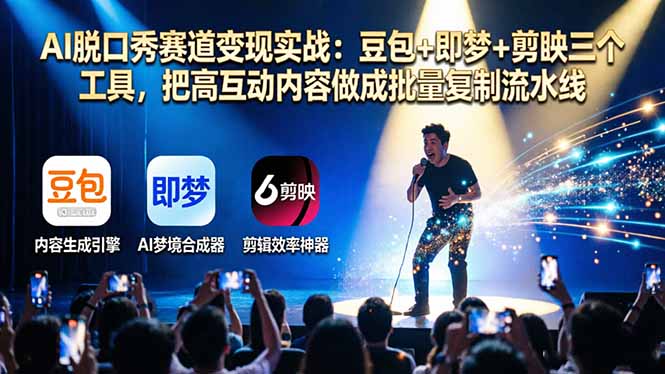 AI脱口秀赛道变现实战：豆包+即梦+剪映三个工具，把高互动内容做成批量复制流水线-轻资本网