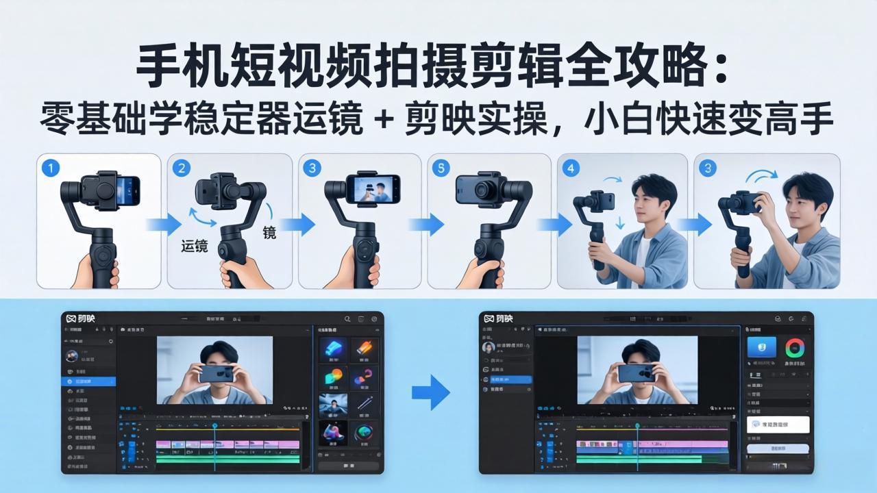 手机短视频拍摄剪辑全攻略：零基础学稳定器运镜 + 剪映实操，小白快速变高手-轻资本网