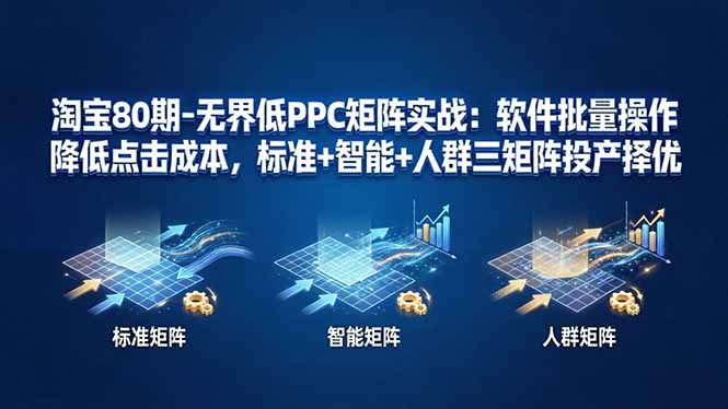 淘宝80期-无界低PPC矩阵实战：软件批量操作降低点击成本，标准+智能+人群三矩阵投产择优-轻资本网