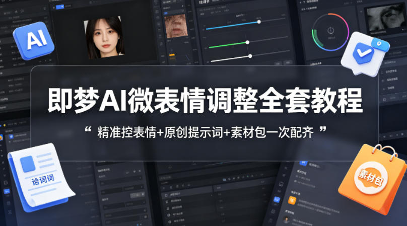 即梦AI微表情调整全套教程，精准控表情+原创提示词+素材包一次配齐-轻资本网