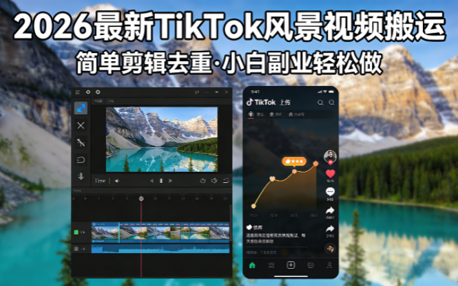 2026最新TikTok风景视频搬运简单剪辑去重小白副业月入 8000-轻资本网