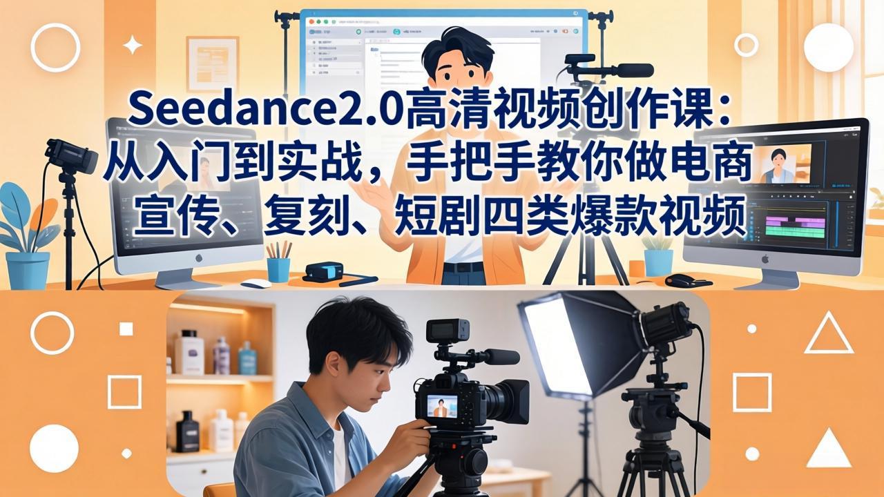 Seedance2.0高清视频创作课：从入门到实战，手把手教你做电商、宣传、复刻、短剧四类爆款视频-轻资本网