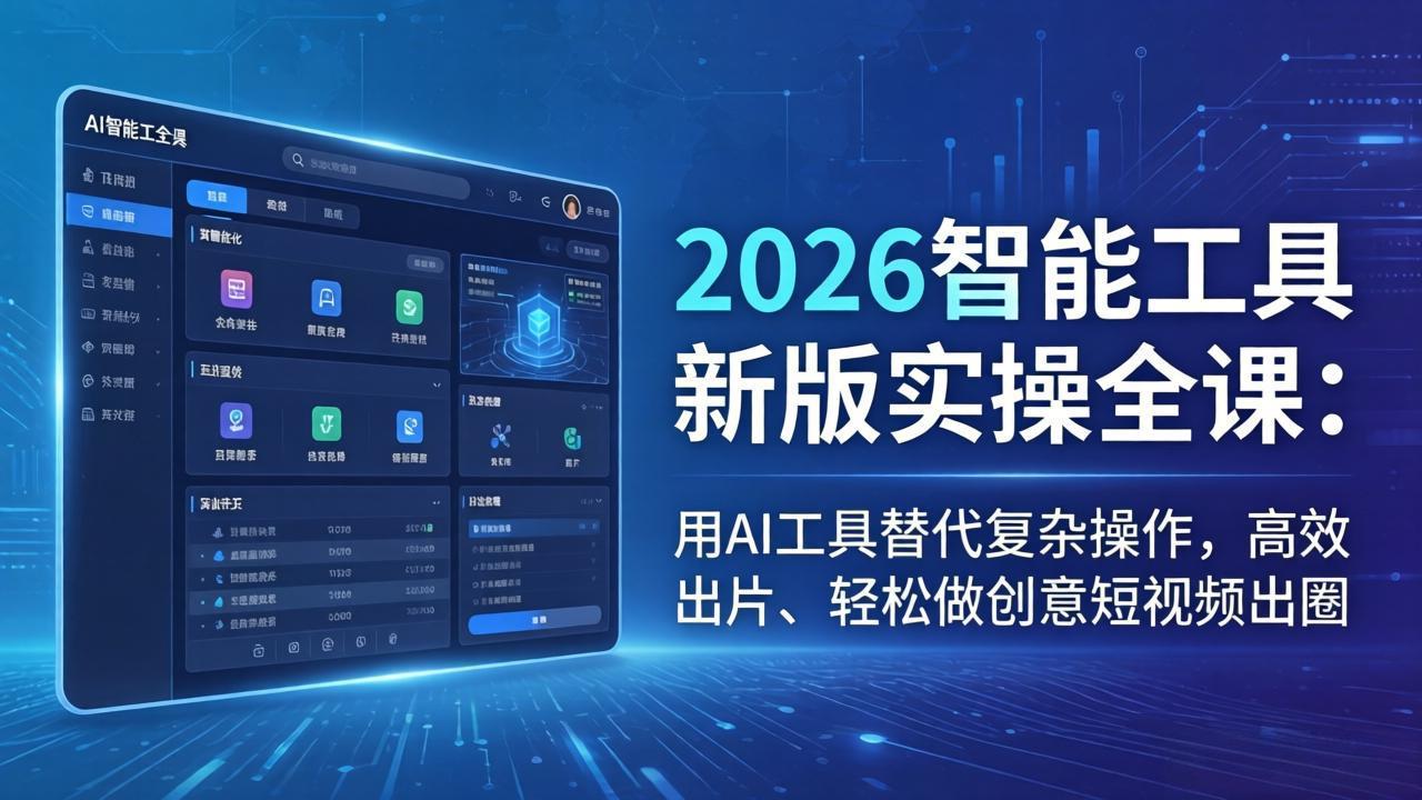 2026智能工具新版实操全课：用AI工具替代复杂操作，高效出片、轻松做创意短视频出圈-轻资本网