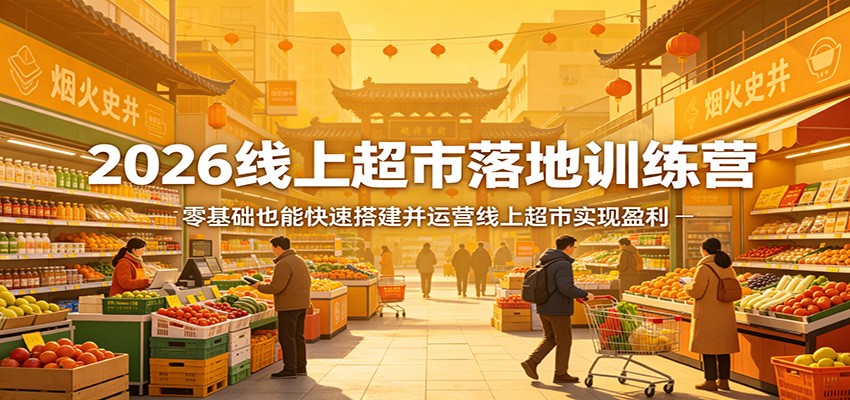 2026线上超市落地训练营，零基础也能快速搭建并运营线上超市实现盈利-轻资本网