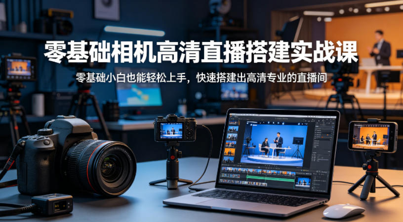 零基础相机高清直播间搭建实战课，小白也能轻松上手，快速搭建出高清专业的直播间-轻资本网