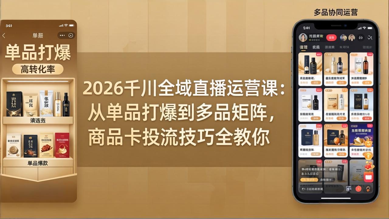 2026千川全域直播运营课：从单品打爆到多品矩阵，商品卡投流技巧全教你-轻资本网