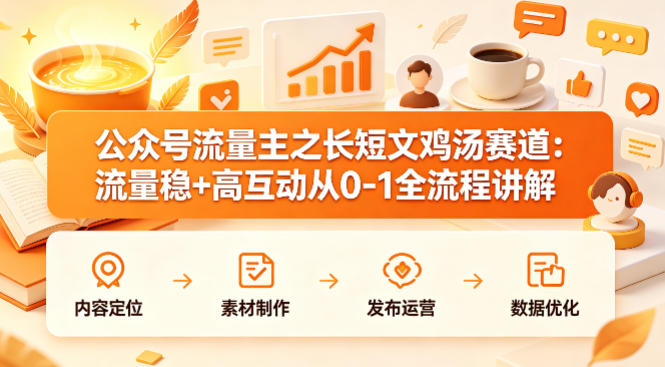 公众号流量主之长短文鸡汤赛道，流量稳+高互动，从0-1全流程讲解-轻资本网