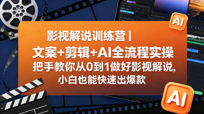 影视解说训练营｜文案+剪辑+AI全流程实操，把手教你从0到1做好影视解说，小白也能快速出爆款-轻资本网