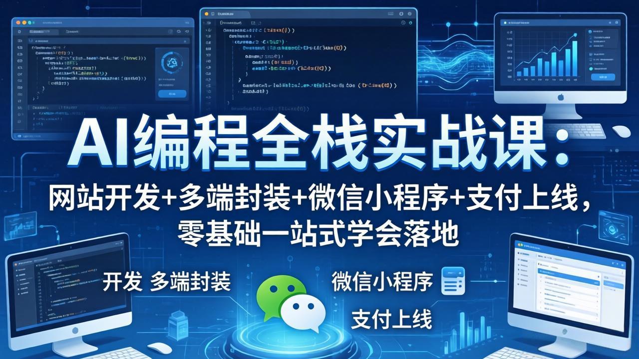 AI编程全栈实战课：网站开发+多端封装+微信小程序+支付上线，零基础一站式学会落地-轻资本网