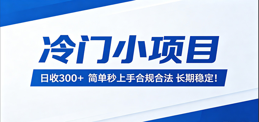 冷门小项目，日收300＋，简单秒上手合规合法，长期稳定！-轻资本网