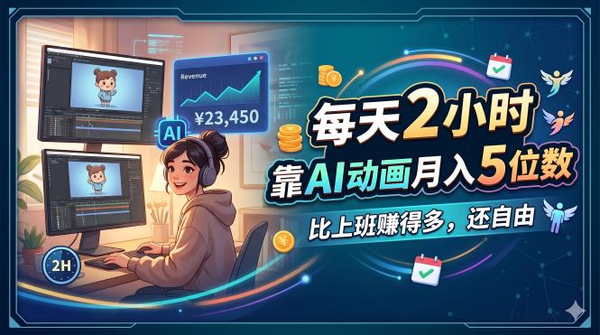 每天 2 小时，靠 AI 动画月入 5 位数，比上班赚得多，还自由-轻资本网