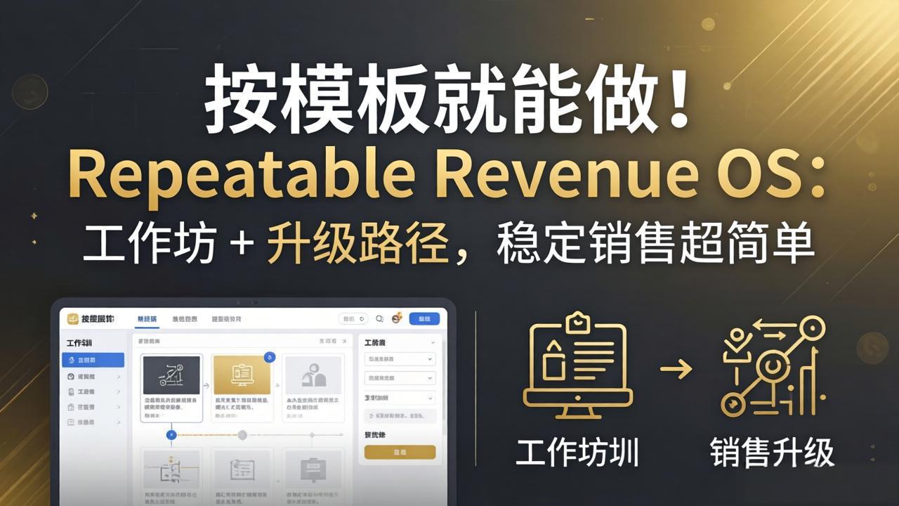 按模板就能做！Repeatable Revenue OS：工作坊 + 升级路径，稳定销售超简单-轻资本网