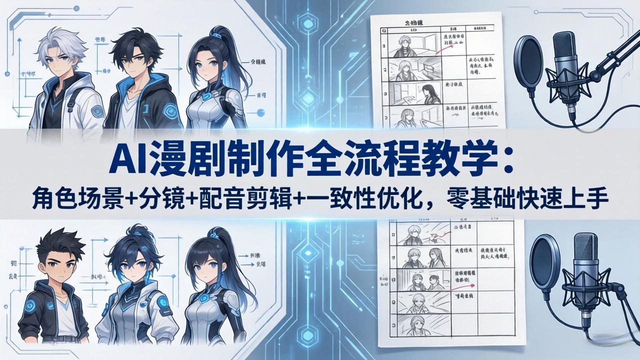 AI漫剧制作全流程教学：角色场景+分镜+配音剪辑+一致性优化，零基础快速上手-轻资本网