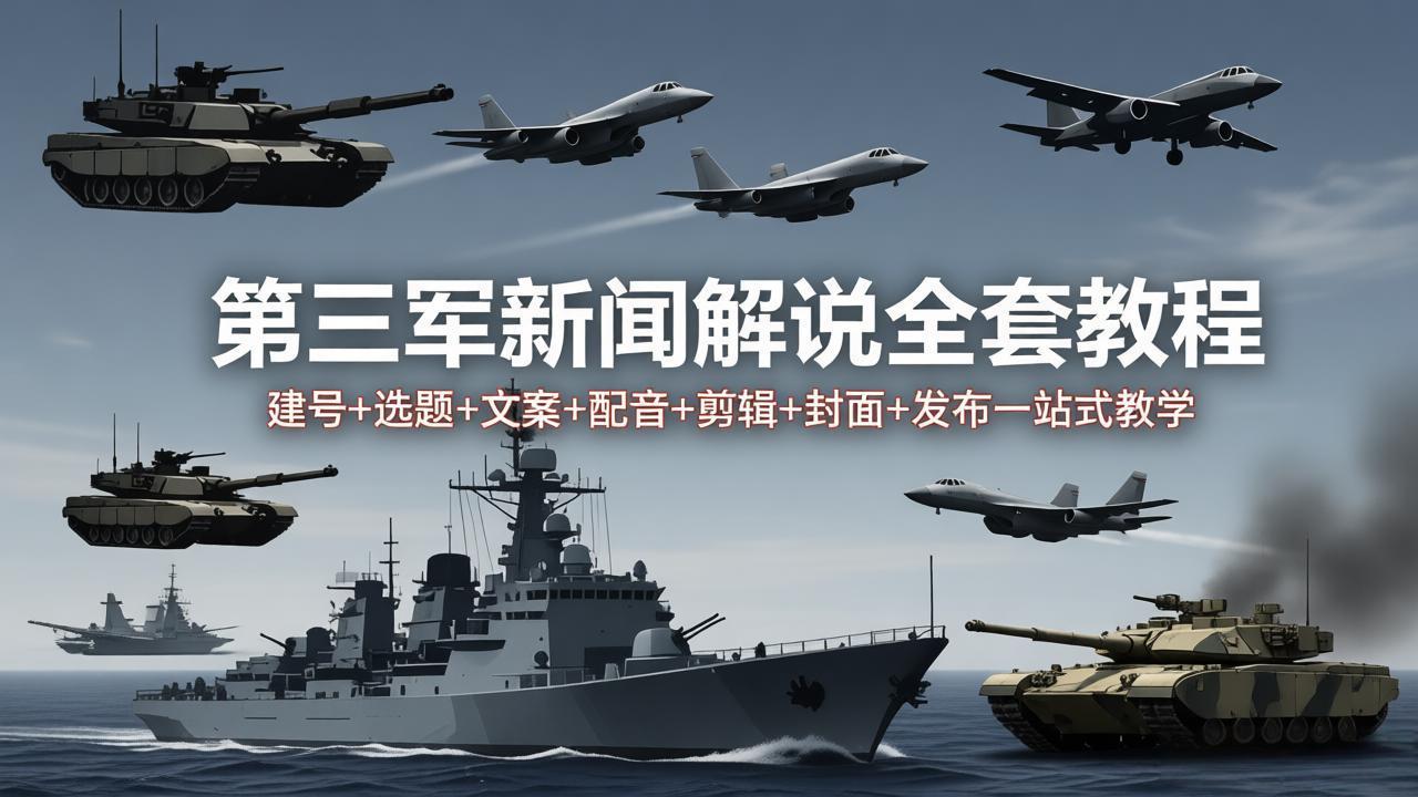 第三军迷新闻解说全套教程：建号+选题+文案+配音+剪辑+封面+发布一站式教学-轻资本网