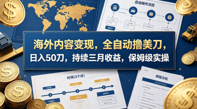 海外内容变现，全自动撸美刀，日入50刀，持续三月收益，保姆级实操【揭秘】-轻资本网