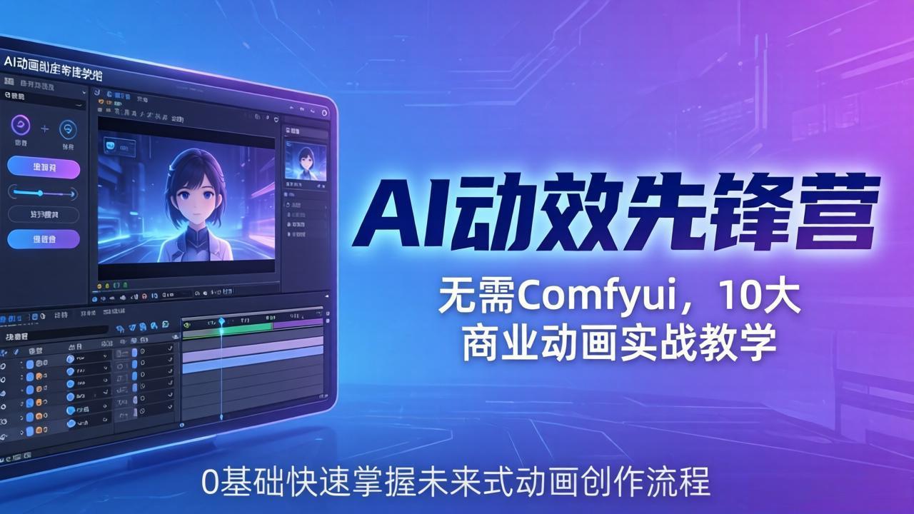 AI 动效先锋营：无需Comfyui，10大商业动画实战教学，0基础快速掌握未来式动画创作流程-轻资本网