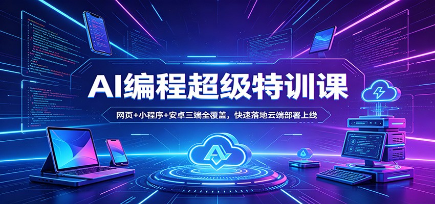 AI编程超级特训课：网页+小程序+安卓三端全覆盖，快速落地云端部署上线-轻资本网