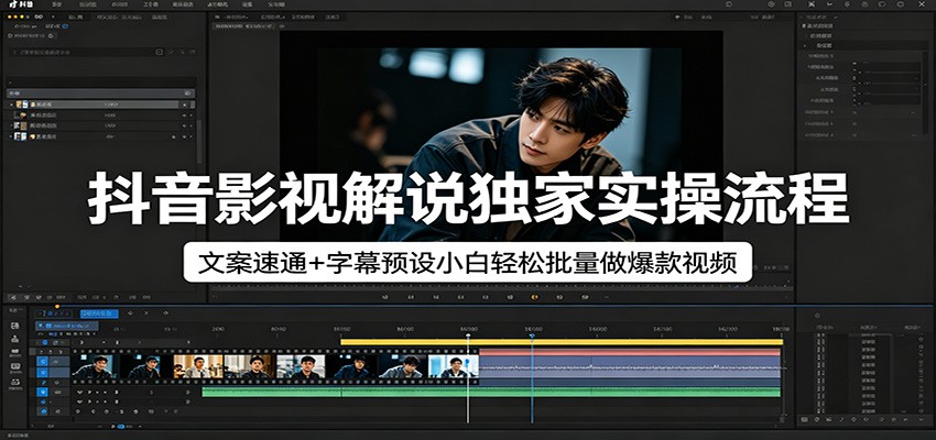 抖音影视解说独家实操流程，文案速通+字幕预设小白轻松批量做爆款视频-轻资本网