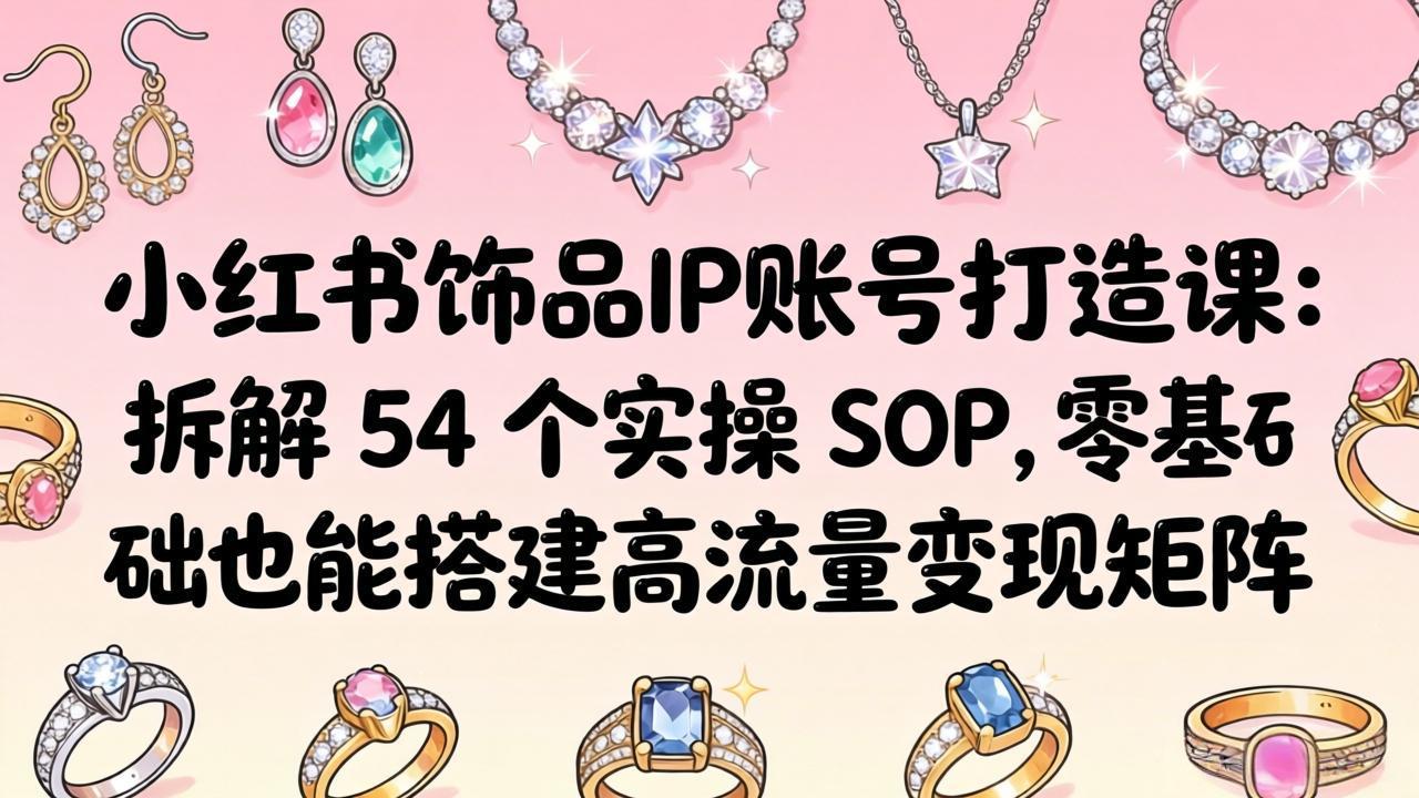 小红书饰品IP账号打造课：拆解 54 个实操 SOP，零基础也能搭建高流量变现矩阵-轻资本网
