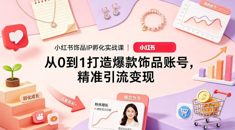 小红书饰品IP孵化实战课｜从0到1打造爆款饰品账号，精准引流变现-轻资本网