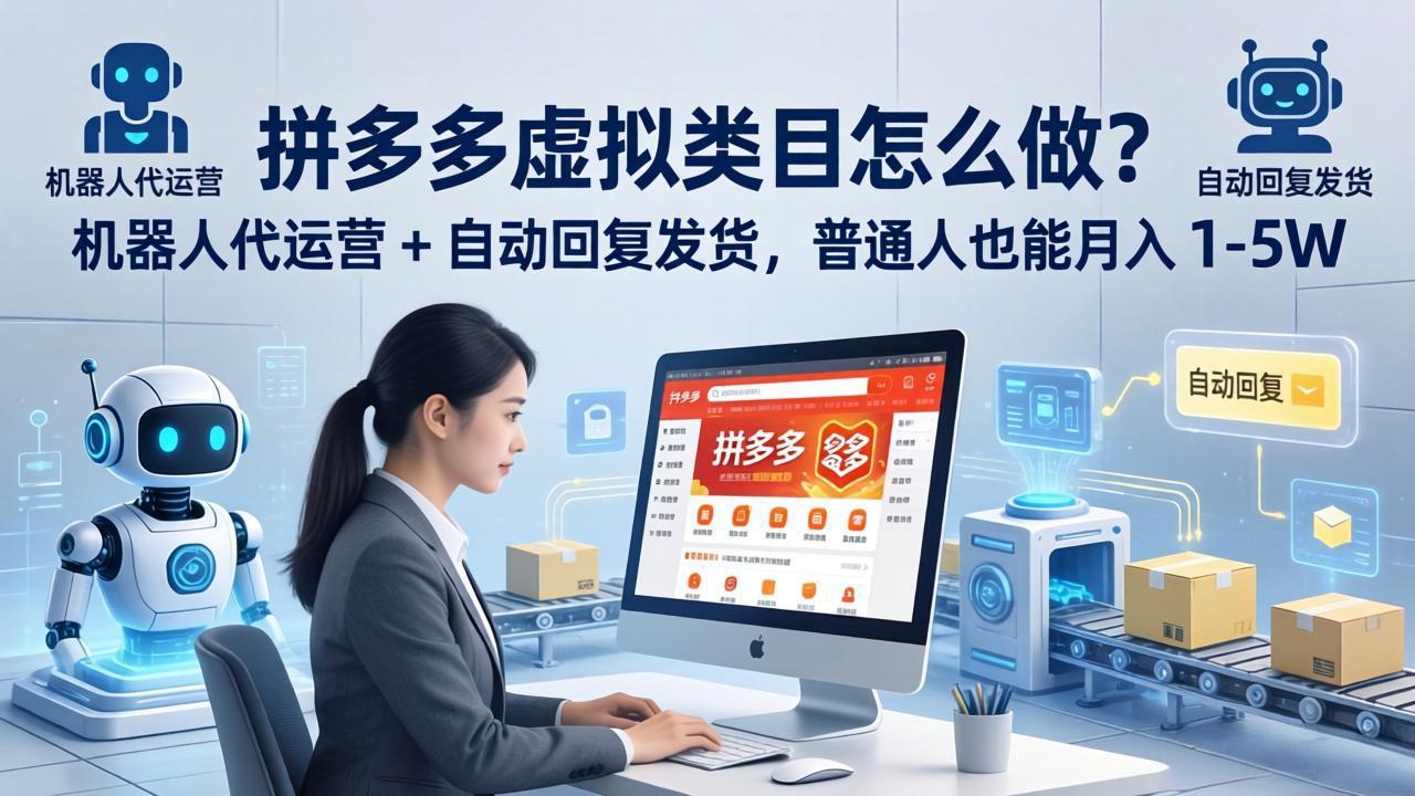 拼多多虚拟类目怎么做？机器人代运营 + 自动回复发货，普通人也能月入 1-5W-轻资本网