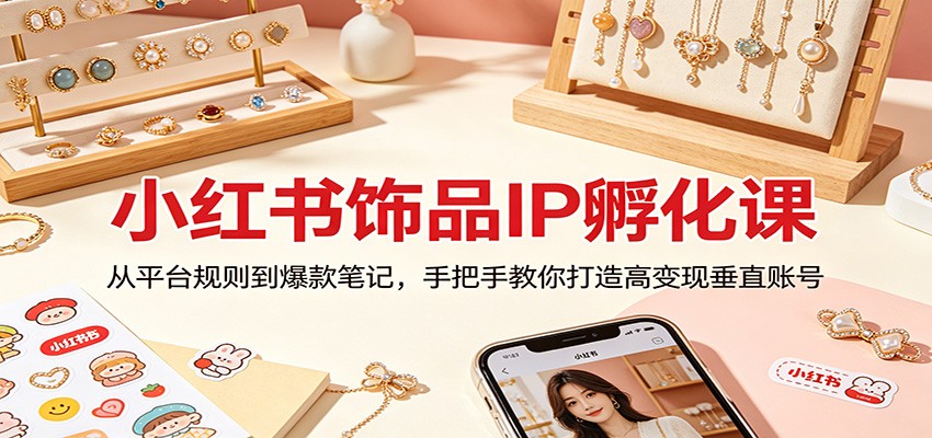 小红书饰品IP孵化课：从平台规则到爆款笔记，手把手教你打造高变现垂直账号-轻资本网