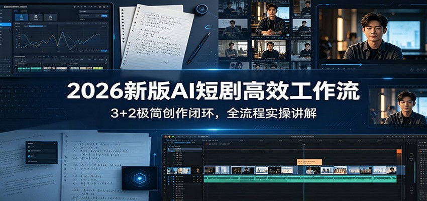 2026新版AI短剧高效工作流：3+2极简创作闭环，全流程实操讲解-轻资本网