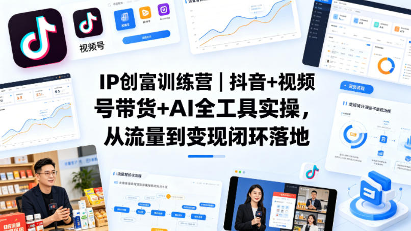 IP创富训练营｜抖音+视频号带货+AI全工具实操，从流量到变现闭环落地-轻资本网