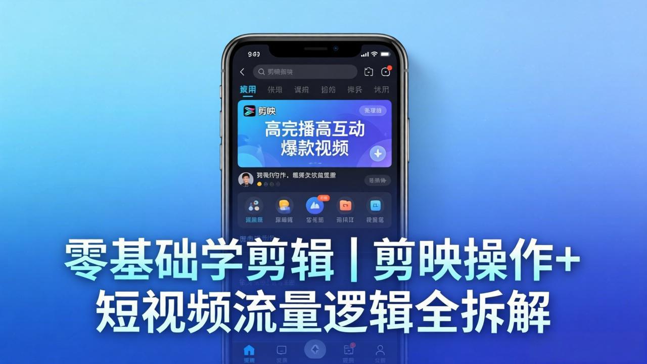 【零基础学剪辑】剪映操作+短视频流量逻辑全拆解｜手把手教你剪出高完播高互动爆款视频-轻资本网