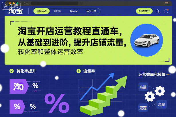 淘宝开店运营教程直通车，从基础到进阶，提升店铺流量，转化率和整体运营效率(更新26年4月20日)-轻资本网