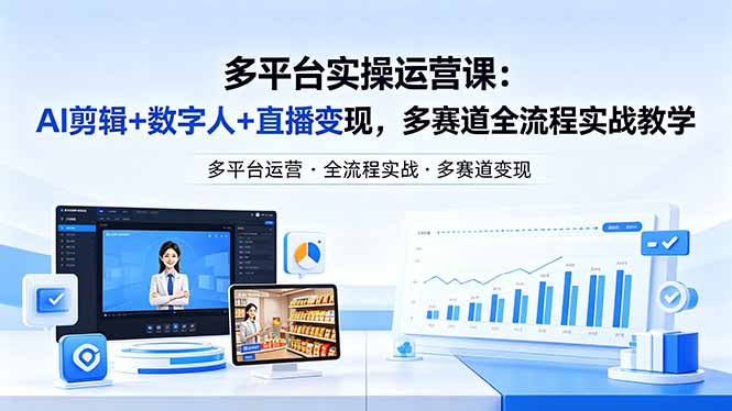 某团队多平台实操运营课-更新26年4月20：AI剪辑+数字人+直播变现，多赛道全流程实战教学-轻资本网