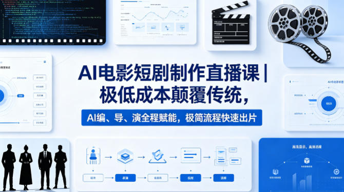 AI电影短剧制作直播课｜极低成本颠覆传统，AI编、导、演全程赋能，极简流程快速出片-轻资本网