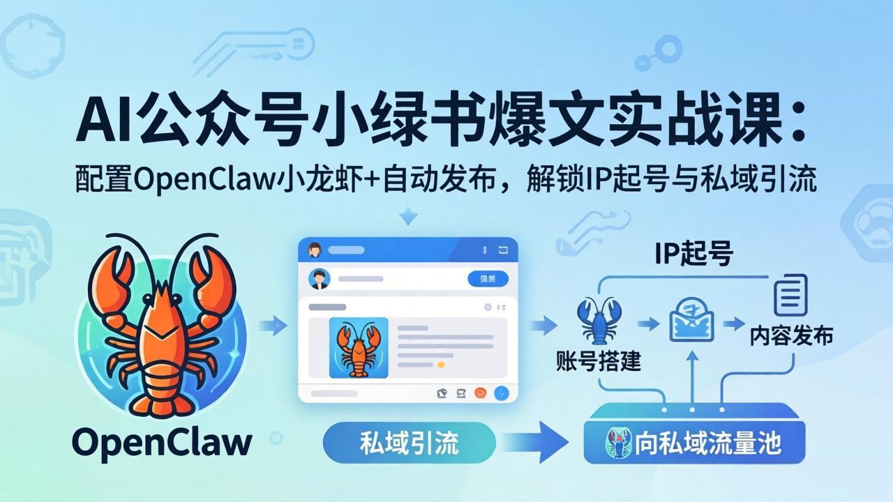 AI公众号小绿书变现实战课：小绿书爆文写作+OpenClaw自动发布，解锁IP起号与私域引流-轻资本网