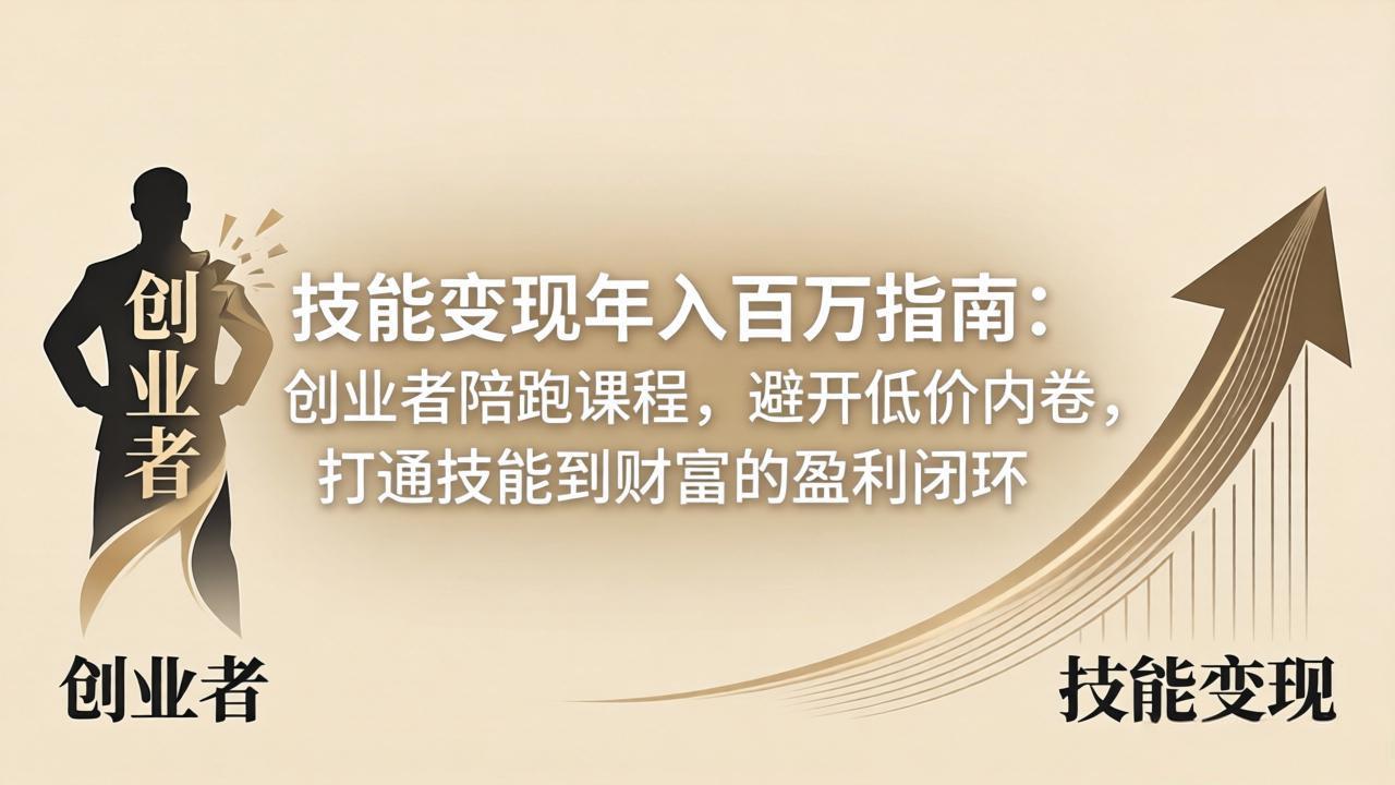 技能变现年入百万指南：创业者陪跑课程，避开低价内卷，打通技能到财富的盈利闭环-轻资本网