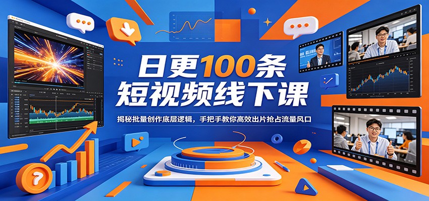 日更100条短视频线下课：揭秘批量创作底层逻辑，手把手教你高效出片抢占流量风口-轻资本网