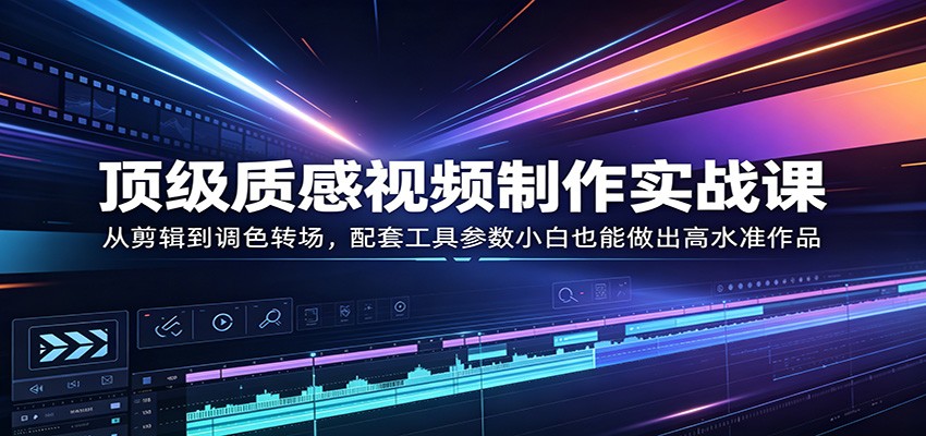 顶级质感视频制作实战课：从剪辑到调色转场，配套工具参数小白也能做出高水准作品-轻资本网