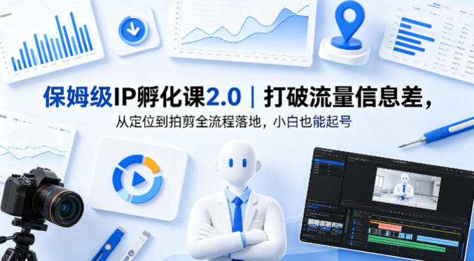 保姆级IP孵化课2.0｜打破流量信息差，从定位到拍剪全流程落地，小白也能起号-轻资本网