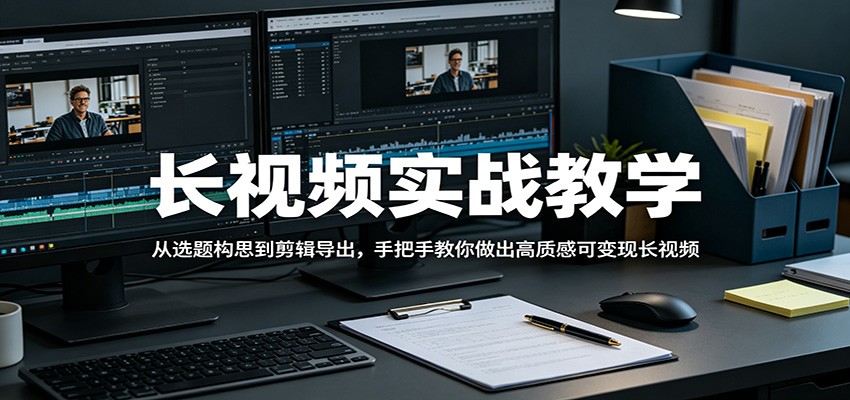 长视频实战教学，从选题构思到剪辑导出，手把手教你做出高质感可变现长视频-轻资本网