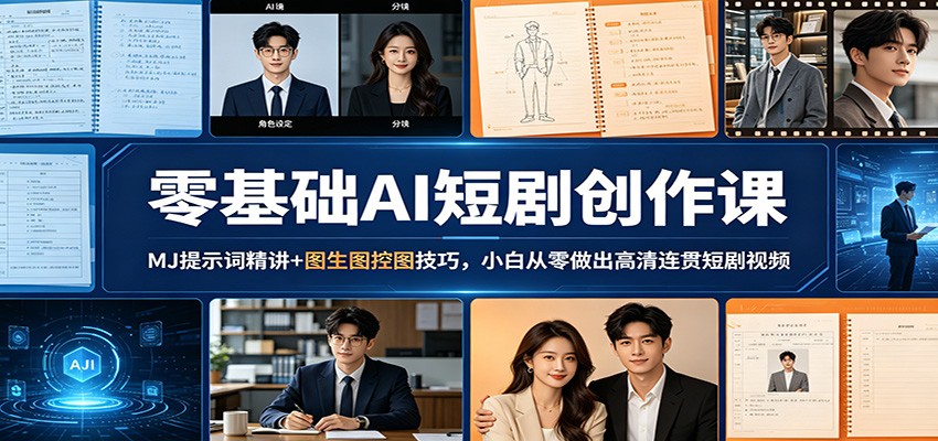 零基础AI短剧创作课：MJ提示词精讲+图生图控图技巧，小白从零做出高清连贯短剧视频-轻资本网