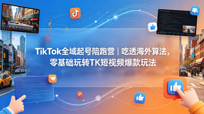 TikTok全域起号陪跑营｜吃透海外算法，零基础玩转TK短视频爆款玩法-轻资本网
