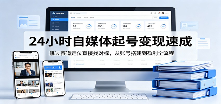 24小时自媒体起号变现速成，跳过赛道定位直接找对标，从账号搭建到盈利全流程-轻资本网