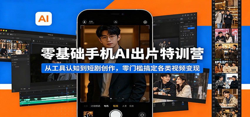 零基础手机AI出片特训营：从工具认知到短剧创作，零门槛搞定各类视频变现-轻资本网