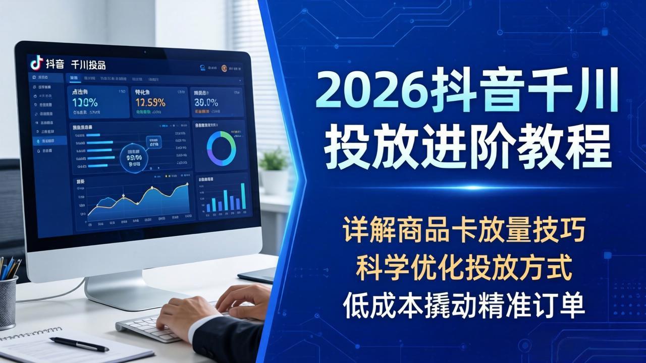 2026抖音千川投放进阶教程，详解商品卡放量技巧，科学优化投放方式，低成本撬动精准订单-轻资本网