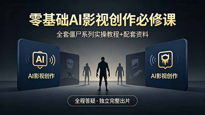 零基础AI影视创作必修课，全套僵尸系列实操教程加配套资料，全程答疑带你独立完整出片-轻资本网