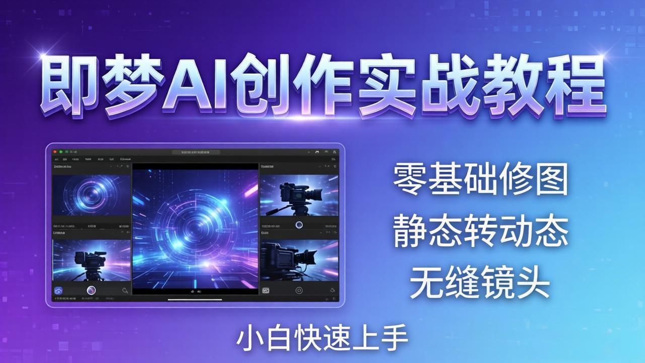 即梦AI创作实战教程，从零基础修图到AI导演，实战教学静态转动态+无缝镜头，小白快速上手-轻资本网